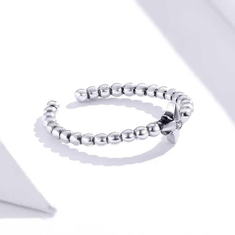 (imagen para) Anillo abierto de plata con estrella estilo Pandora - SCR647 - Ver 3