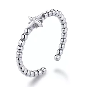 (imagen para) Anillo abierto de plata con estrella estilo Pandora - SCR647