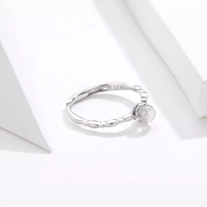 (imagen para) Anillo abierto de plata con piedra lunar al estilo de Pandora - SCR536 - Ver 2