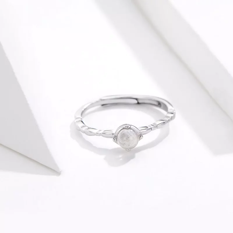 (imagen para) Anillo abierto de plata con piedra lunar al estilo de Pandora - SCR536 - Ver 5