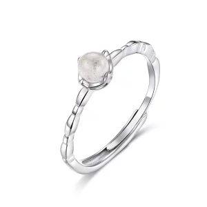 (imagen para) Anillo abierto de plata con piedra lunar al estilo de Pandora - SCR536
