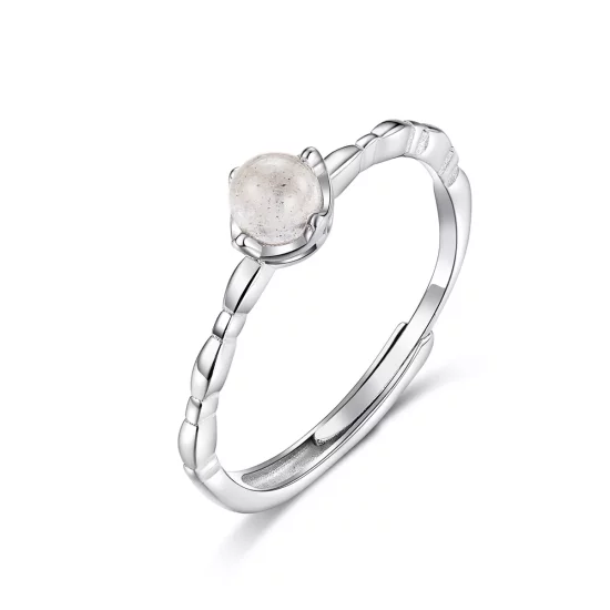 (imagen para) Anillo abierto de plata con piedra lunar al estilo de Pandora - SCR536