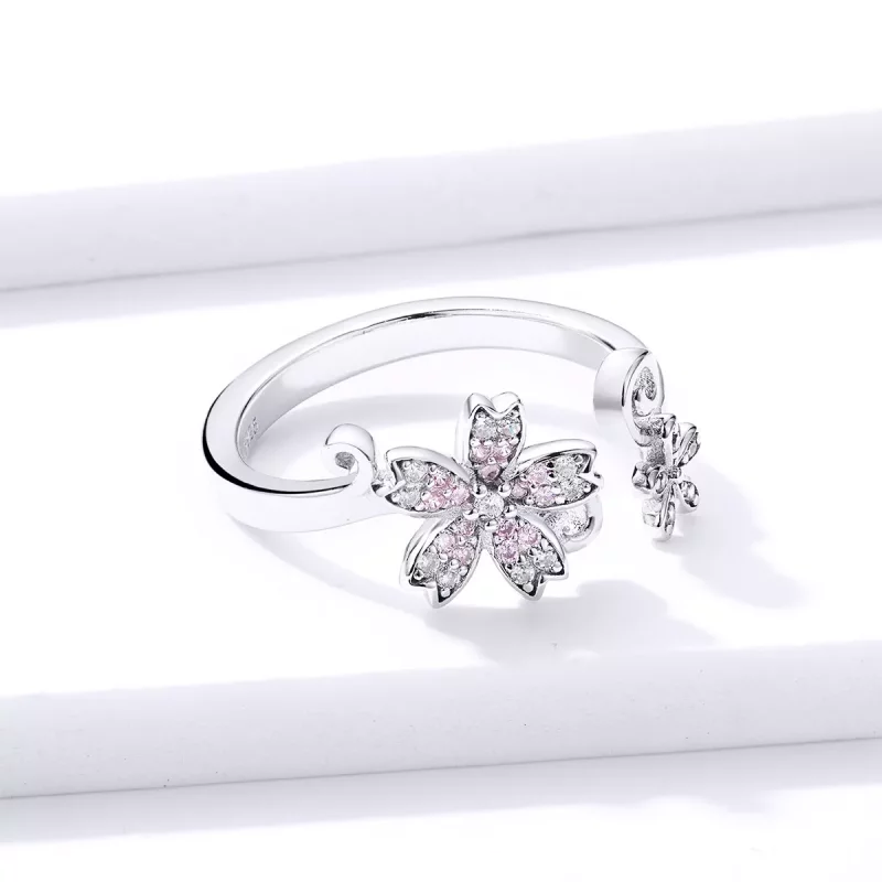 (imagen para) Anillo abierto de plata estilo Pandora con brillante diseño de Margarita - BSR08 - Ver 4