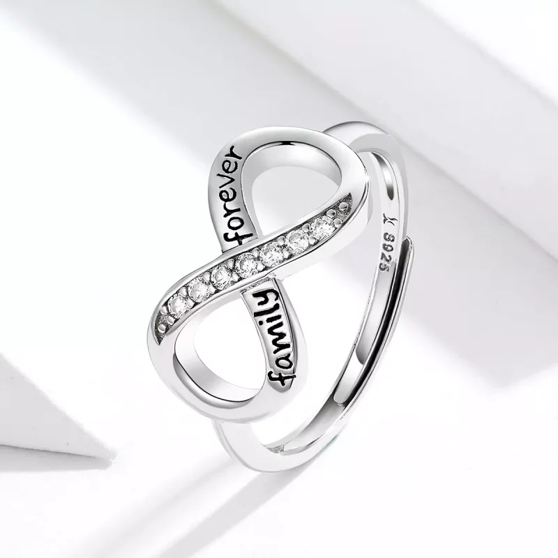 (imagen para) Anillo Abierto de Plata Estilo Pandora con Diseño de Amor Infinito - SCR579 - Ver 2