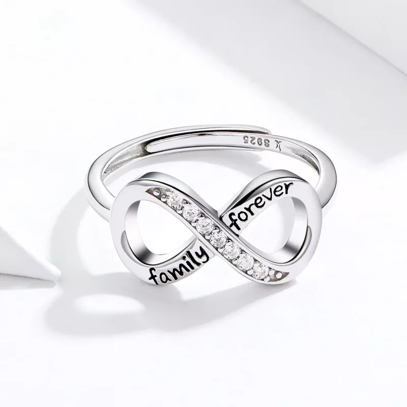 (imagen para) Anillo Abierto de Plata Estilo Pandora con Diseño de Amor Infinito - SCR579 - Ver 3