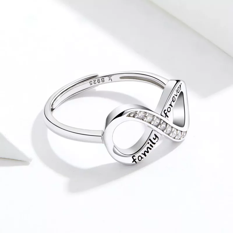 (imagen para) Anillo Abierto de Plata Estilo Pandora con Diseño de Amor Infinito - SCR579 - Ver 4