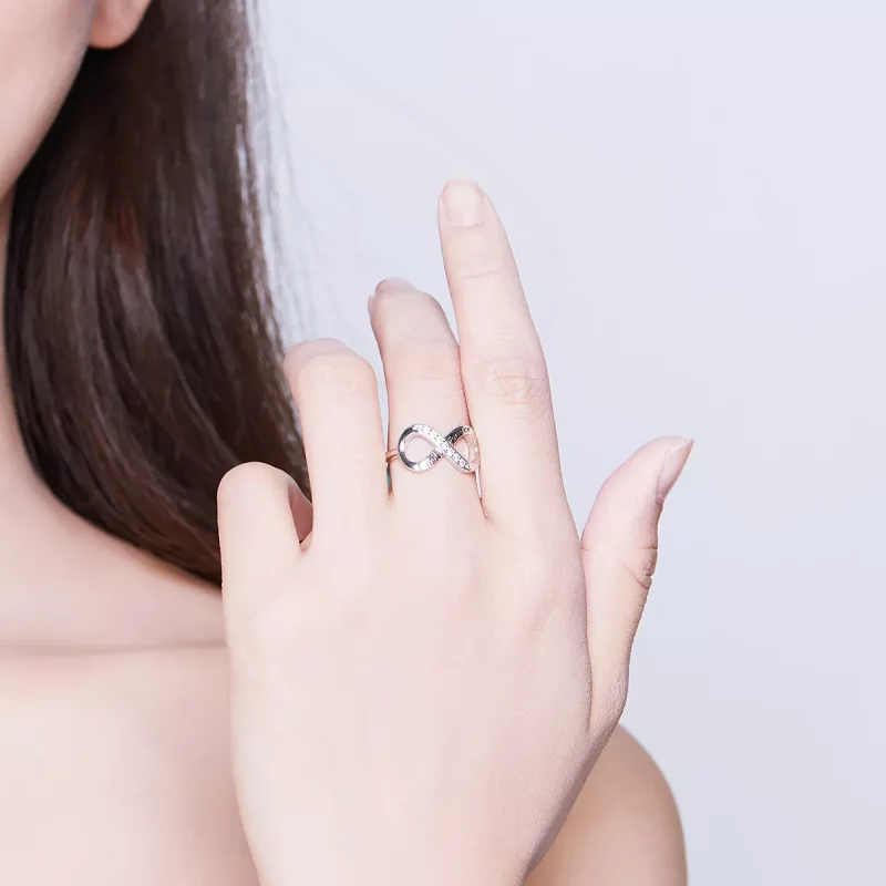 (imagen para) Anillo Abierto de Plata Estilo Pandora con Diseño de Amor Infinito - SCR579 - Ver 6
