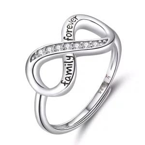 (imagen para) Anillo Abierto de Plata Estilo Pandora con Diseño de Amor Infinito - SCR579