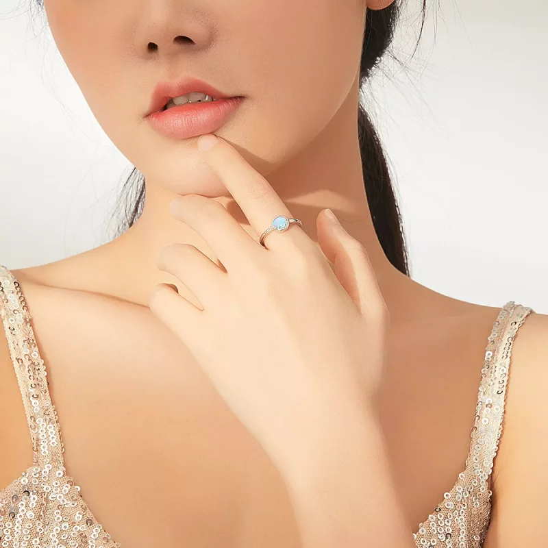 (imagen para) Anillo abierto de plata estilo Pandora con diseño de gatito en brillo - SCR651 - Ver 5