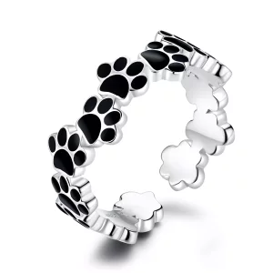 (imagen para) Anillo abierto de plata estilo Pandora con huella encantadora - SCR603