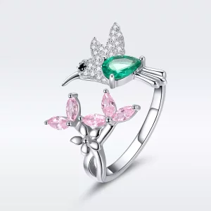 (imagen para) Anillo abierto de plata estilo Pandora con regalo de colibrí - BSR016