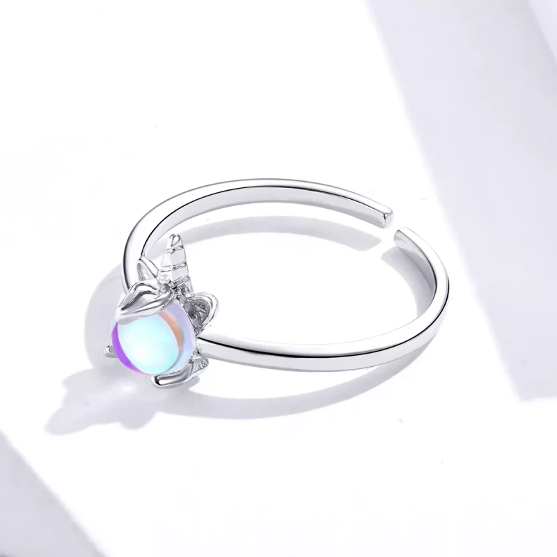 (imagen para) Anillo abierto de unicornio plateado estilo Pandora - SCR642 - Ver 4