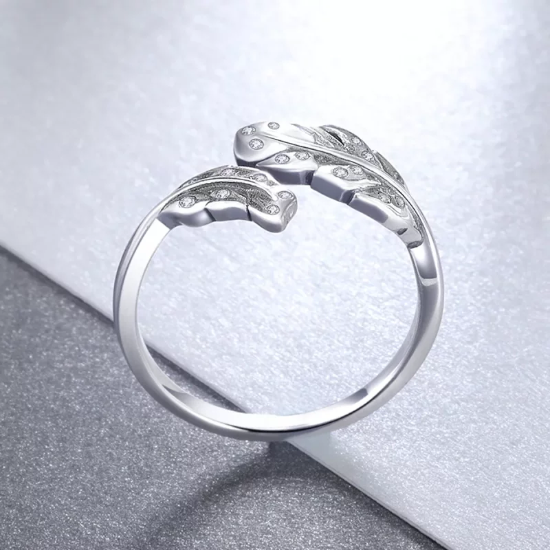 (imagen para) Anillo abierto elegante con diseño de follaje al estilo Pandora - VSR155 - Ver 2