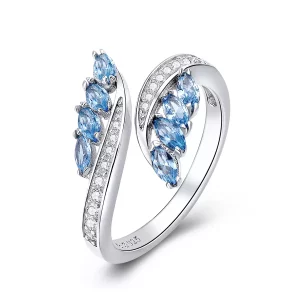 (imagen para) Anillo abierto elegante estilo Pandora con ramas de sauce - BSR005