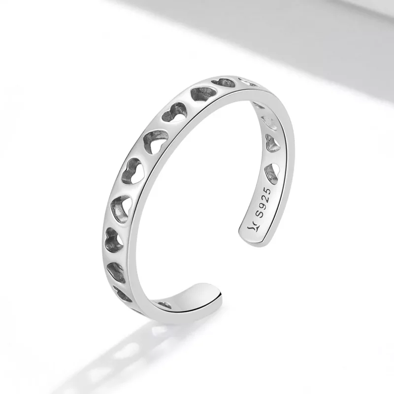 (imagen para) Anillo abierto en estilo Pandora con corazón calado - SCR765 - Ver 2