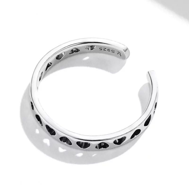 (imagen para) Anillo abierto en estilo Pandora con corazón calado - SCR765 - Ver 4