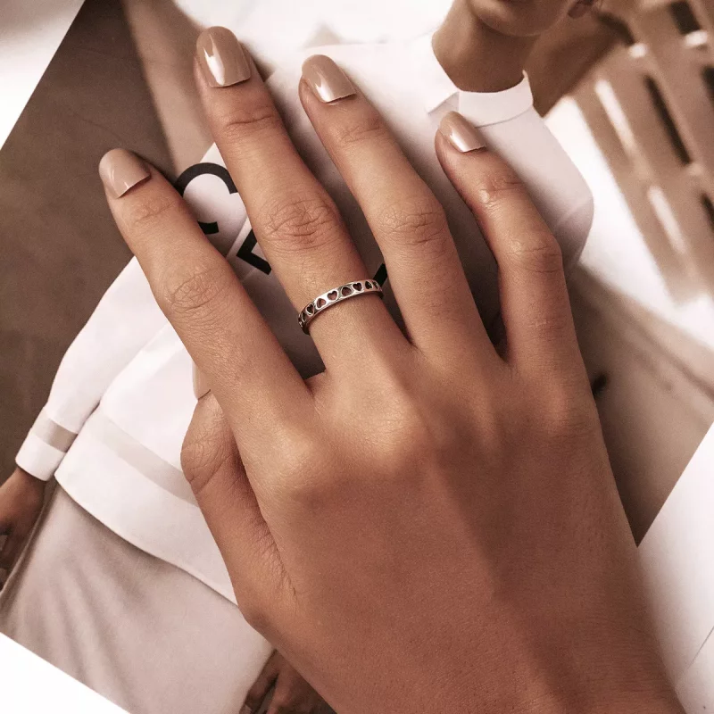 (imagen para) Anillo abierto en estilo Pandora con corazón calado - SCR765 - Ver 5
