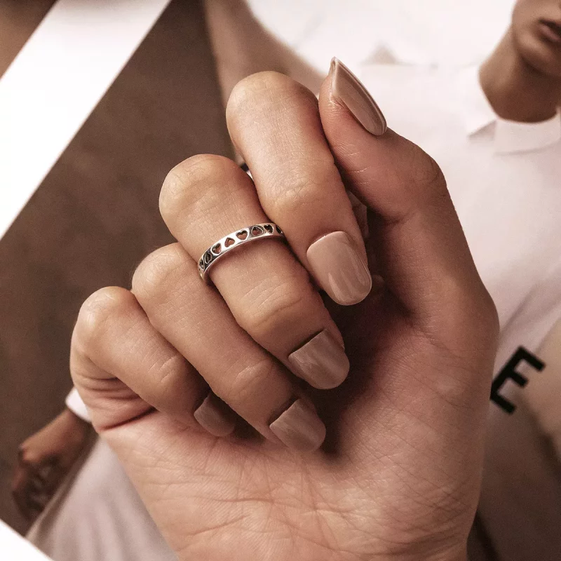 (imagen para) Anillo abierto en estilo Pandora con corazón calado - SCR765 - Ver 6