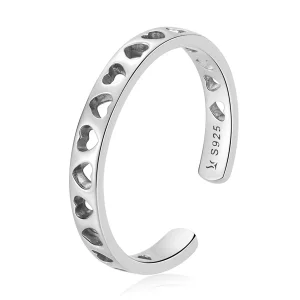 (imagen para) Anillo abierto en estilo Pandora con corazón calado - SCR765