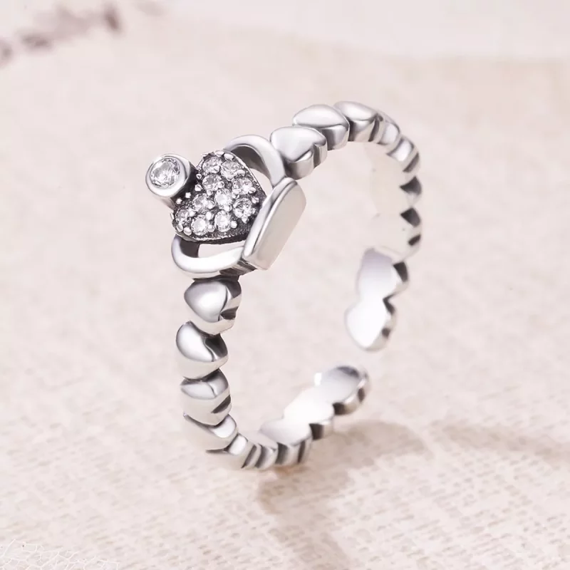 (imagen para) Anillo abierto estilo corona de laurel de la Reina en estilo Pandora - VSR142 - Ver 3