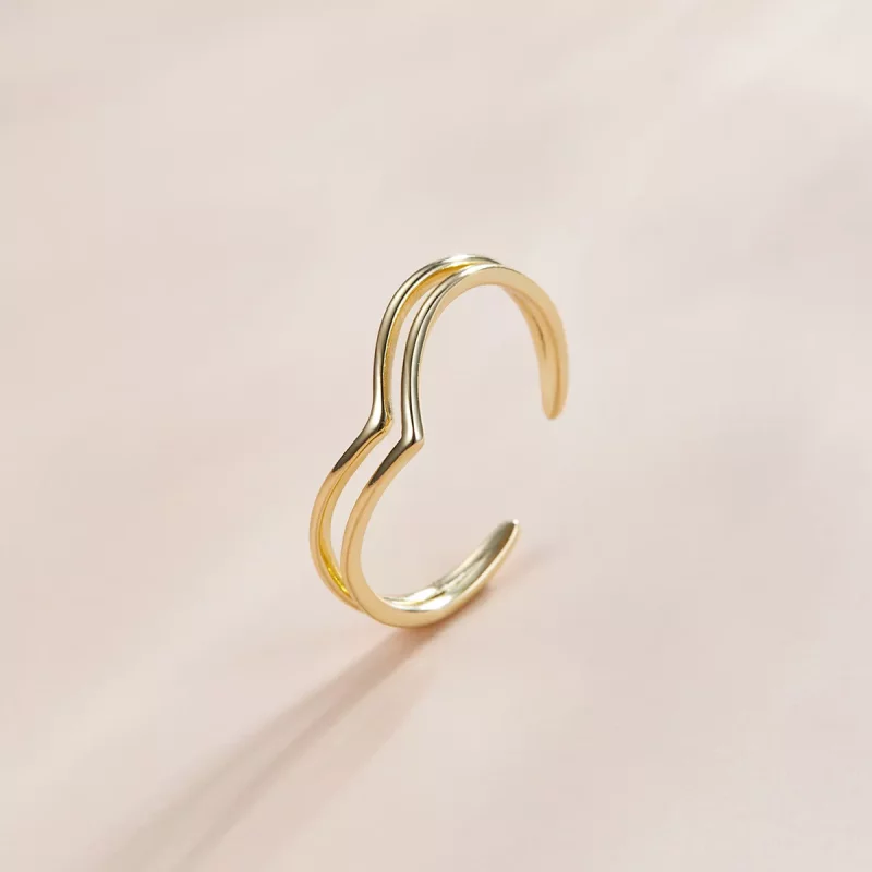(imagen para) Anillo abierto estilo Pandora chapado en oro de 18 quilates - SCR713 - Ver 2