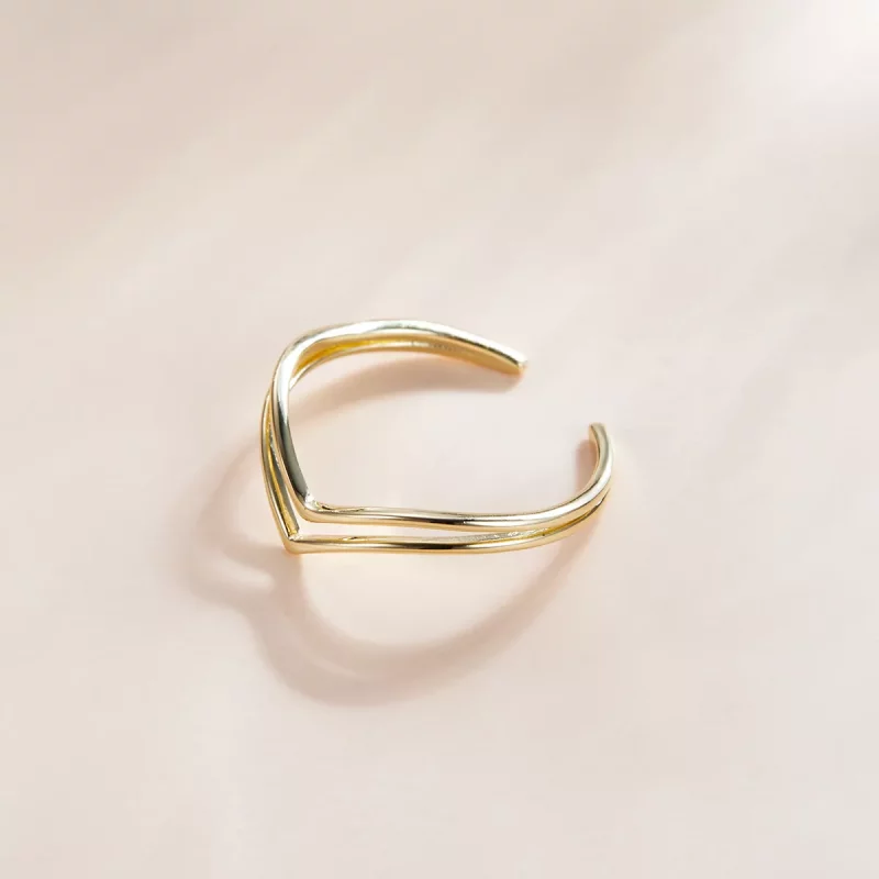 (imagen para) Anillo abierto estilo Pandora chapado en oro de 18 quilates - SCR713 - Ver 3