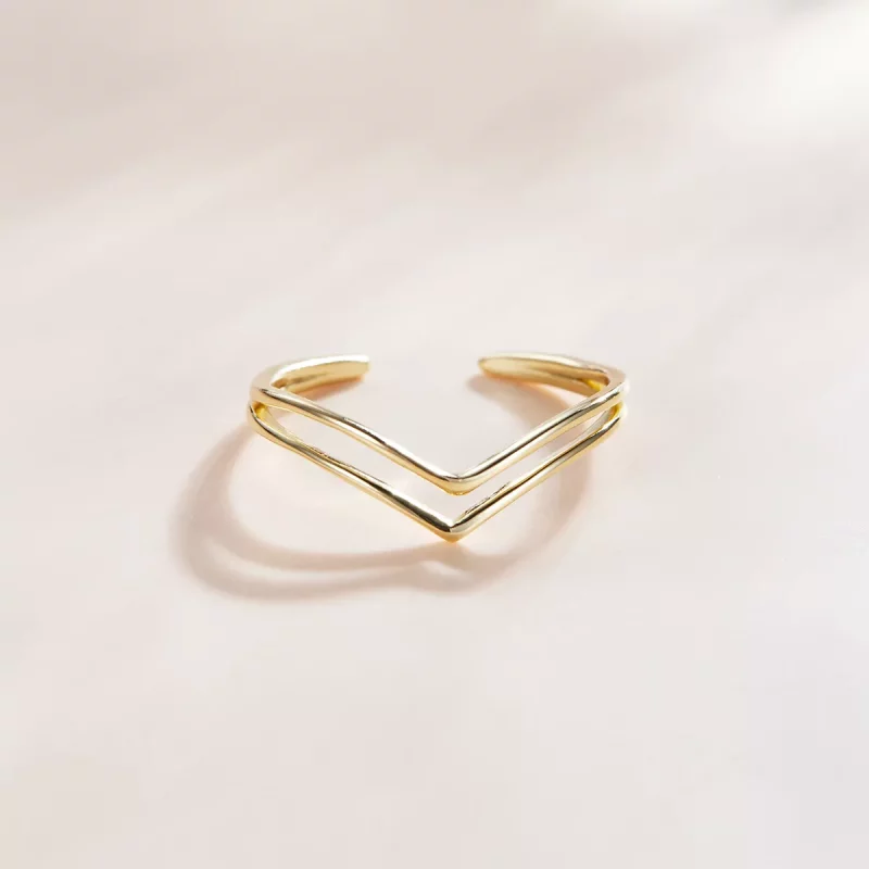 (imagen para) Anillo abierto estilo Pandora chapado en oro de 18 quilates - SCR713 - Ver 4