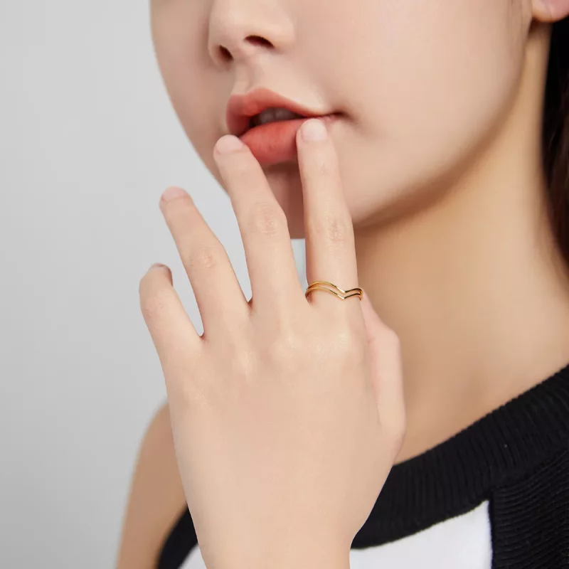 (imagen para) Anillo abierto estilo Pandora chapado en oro de 18 quilates - SCR713 - Ver 5
