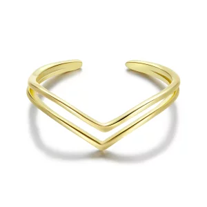 (imagen para) Anillo abierto estilo Pandora chapado en oro de 18 quilates - SCR713