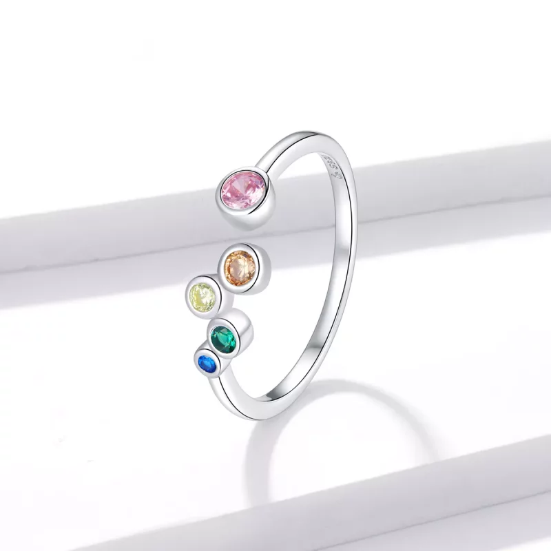 (imagen para) Anillo abierto estilo Pandora con burbujas coloridas - BSR149 - Ver 2