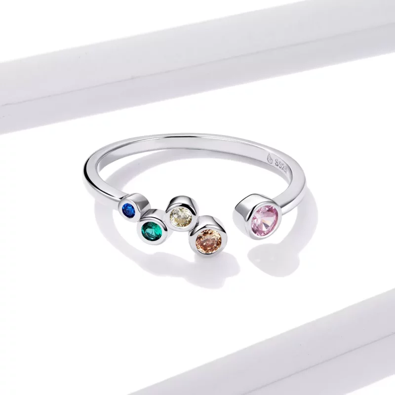 (imagen para) Anillo abierto estilo Pandora con burbujas coloridas - BSR149 - Ver 3
