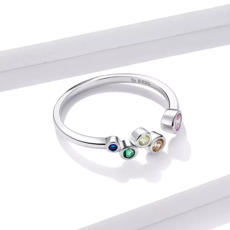 (imagen para) Anillo abierto estilo Pandora con burbujas coloridas - BSR149 - Ver 4