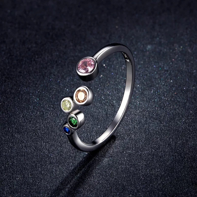 (imagen para) Anillo abierto estilo Pandora con burbujas coloridas - BSR149 - Ver 5