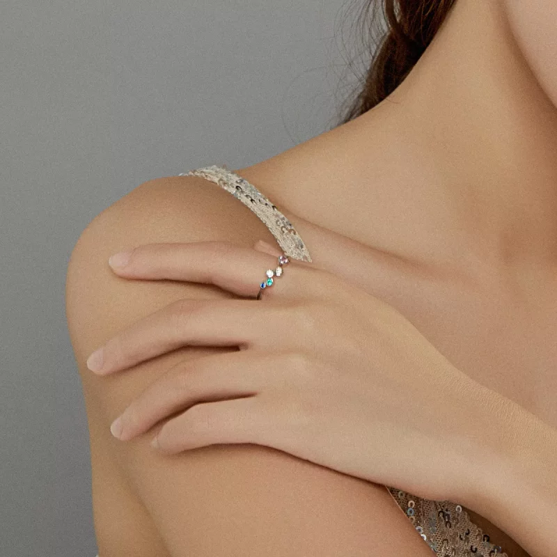 (imagen para) Anillo abierto estilo Pandora con burbujas coloridas - BSR149 - Ver 7