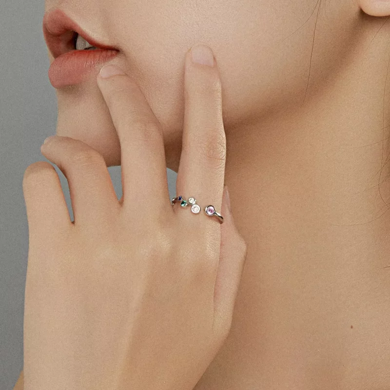 (imagen para) Anillo abierto estilo Pandora con burbujas coloridas - BSR149 - Ver 8