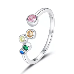 Anillo abierto estilo Pandora con burbujas coloridas - BSR149 (imagen para) Anillo abierto estilo Pandora con burbujas coloridas - BSR149