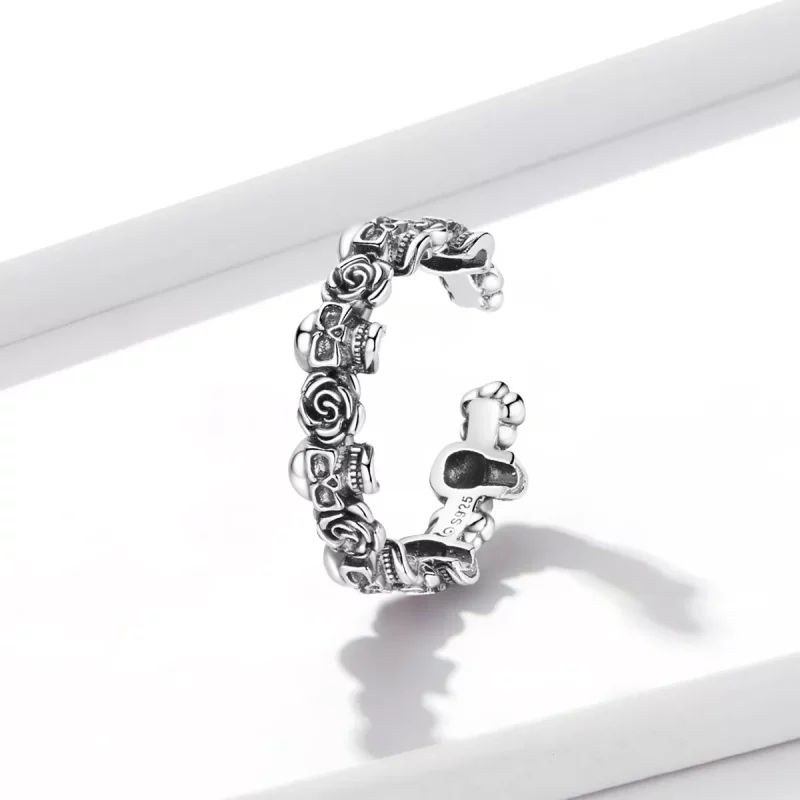 (imagen para) Anillo abierto estilo Pandora con calavera rosa - BSR218 - Ver 2