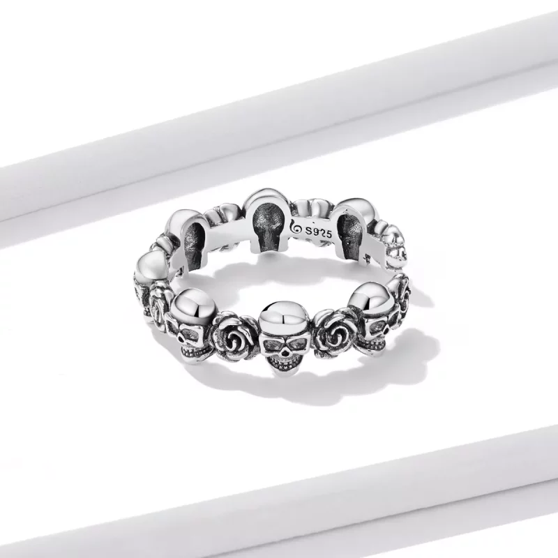 (imagen para) Anillo abierto estilo Pandora con calavera rosa - BSR218 - Ver 3