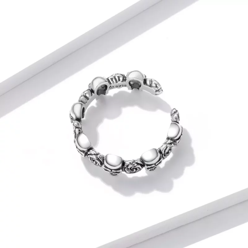 (imagen para) Anillo abierto estilo Pandora con calavera rosa - BSR218 - Ver 4