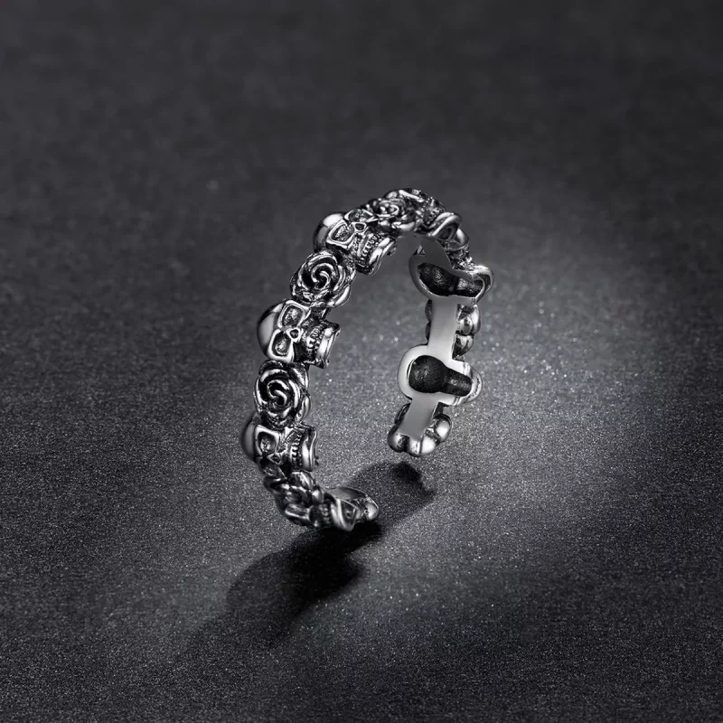 (imagen para) Anillo abierto estilo Pandora con calavera rosa - BSR218 - Ver 5