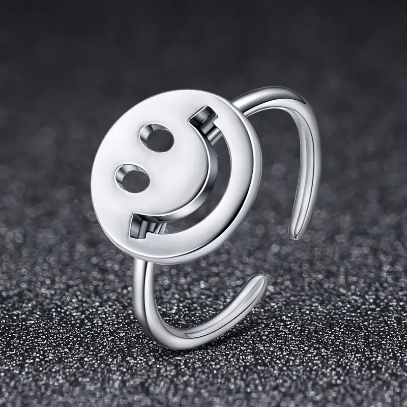 (imagen para) Anillo Abierto Estilo Pandora con Cara Sonriente Linda - VSR117 - Ver 2