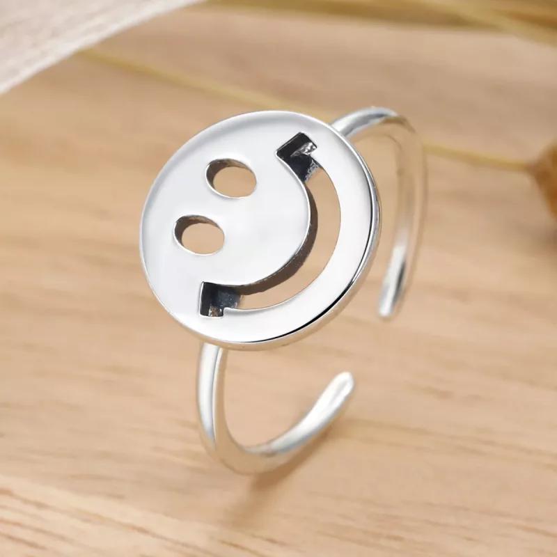 (imagen para) Anillo Abierto Estilo Pandora con Cara Sonriente Linda - VSR117 - Ver 3