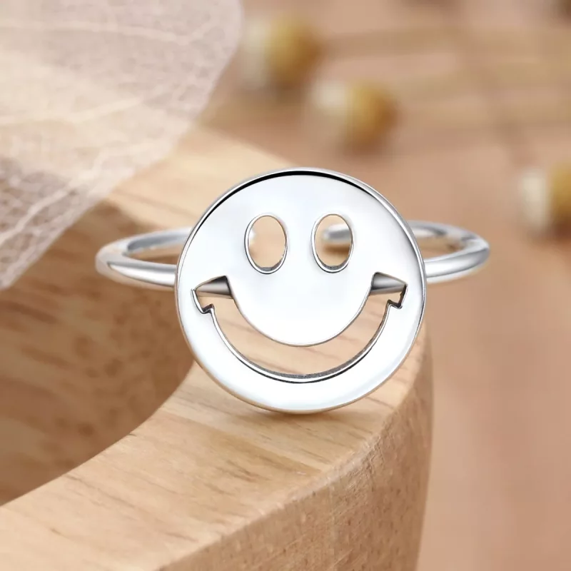 (imagen para) Anillo Abierto Estilo Pandora con Cara Sonriente Linda - VSR117 - Ver 5