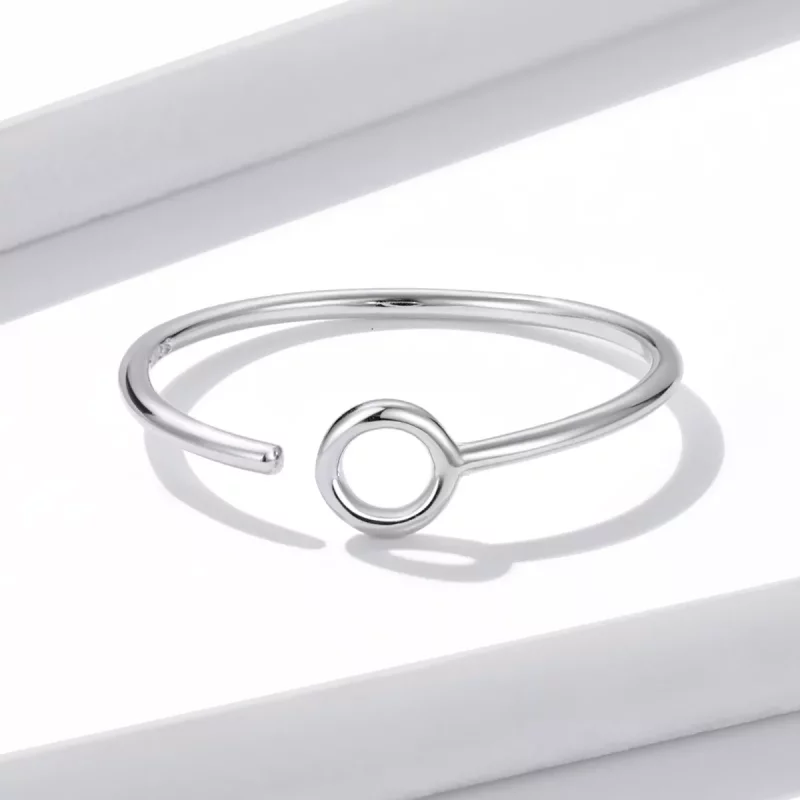 (imagen para) Anillo abierto estilo Pandora con círculo pequeño - BSR204 - Ver 3