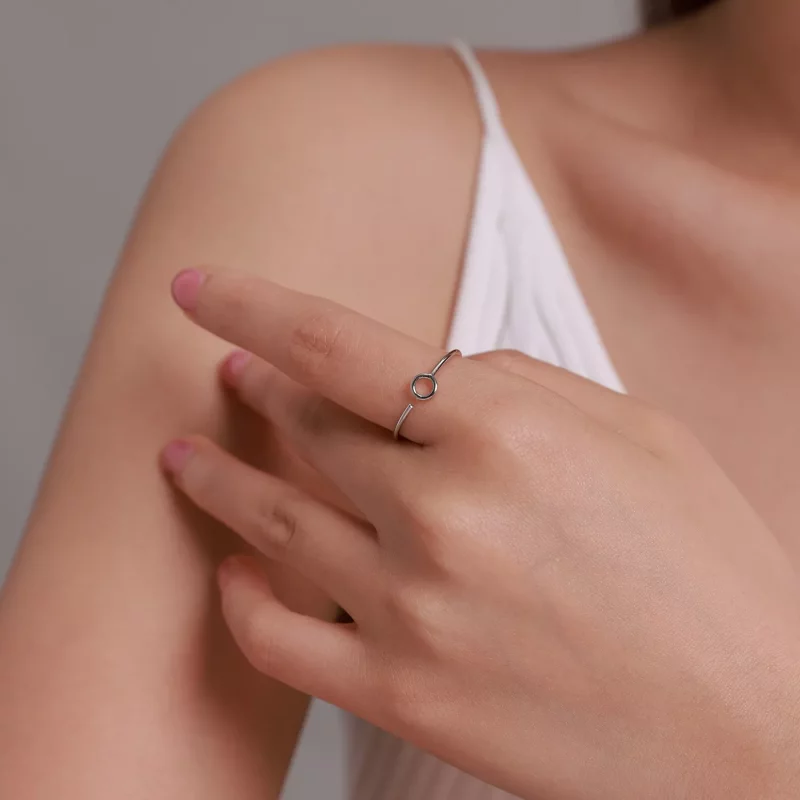 (imagen para) Anillo abierto estilo Pandora con círculo pequeño - BSR204 - Ver 6