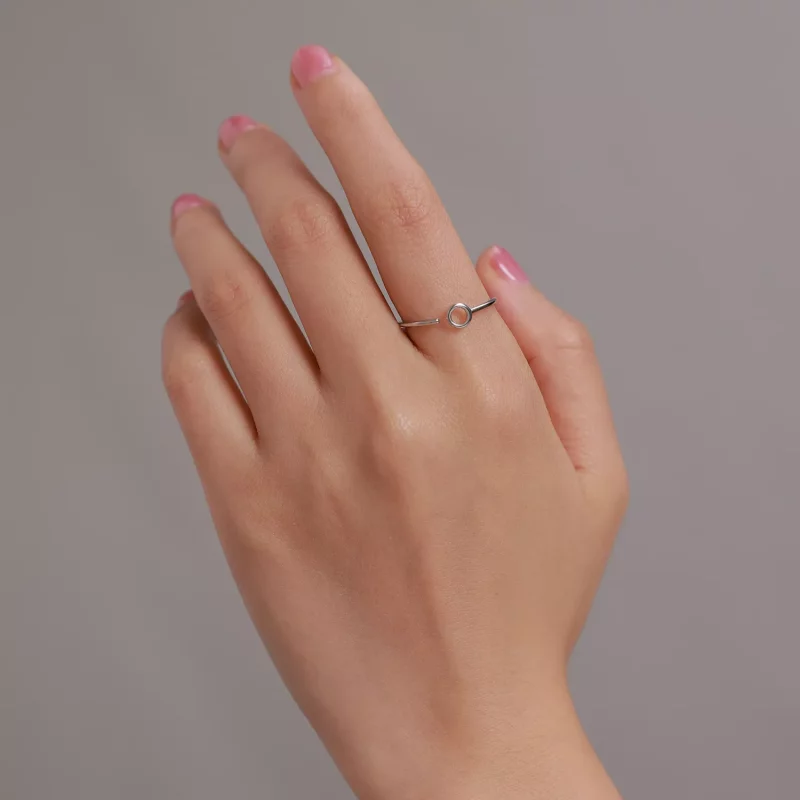 (imagen para) Anillo abierto estilo Pandora con círculo pequeño - BSR204 - Ver 8