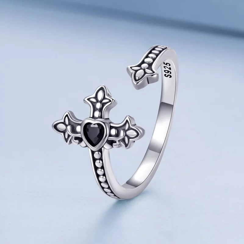 (imagen para) Anillo abierto estilo Pandora con cruz - BSR298 - Ver 2