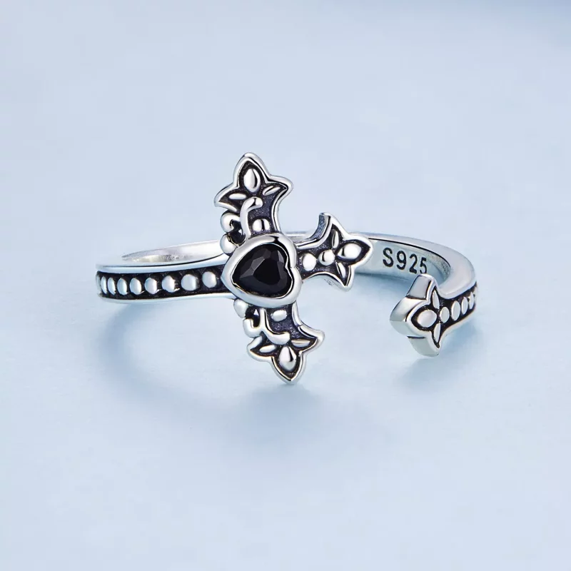(imagen para) Anillo abierto estilo Pandora con cruz - BSR298 - Ver 3