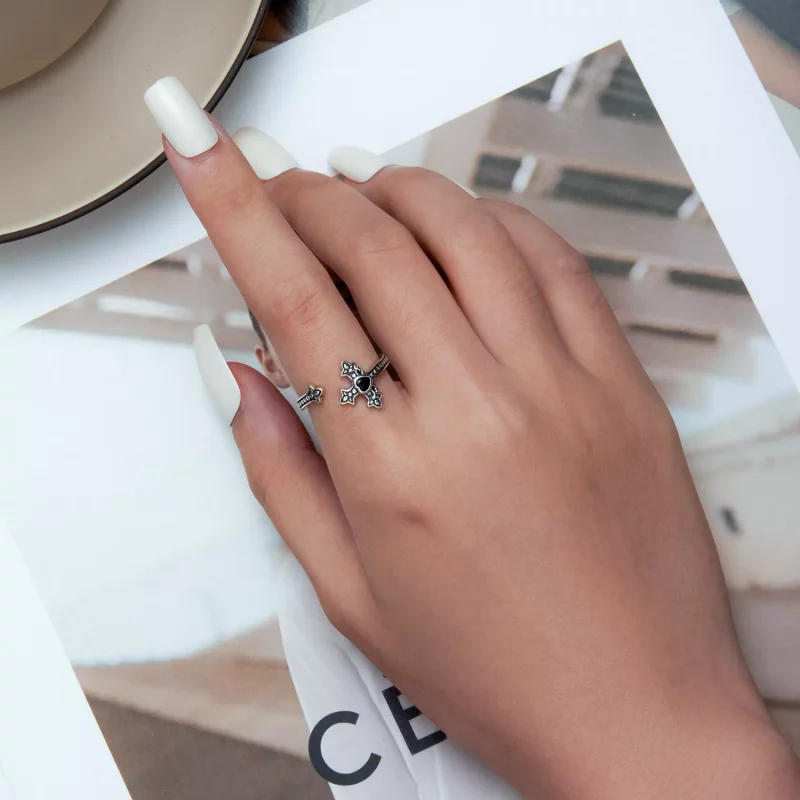 (imagen para) Anillo abierto estilo Pandora con cruz - BSR298 - Ver 5