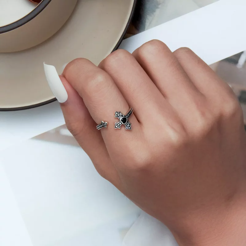 (imagen para) Anillo abierto estilo Pandora con cruz - BSR298 - Ver 6